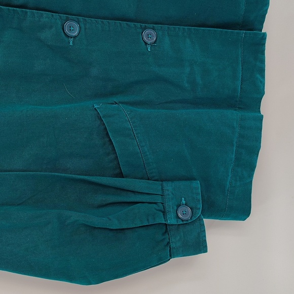 Woman Within Green Button Up Jacket Peacoat Style Pleated Back Size Medium - Picture 3 of 7
